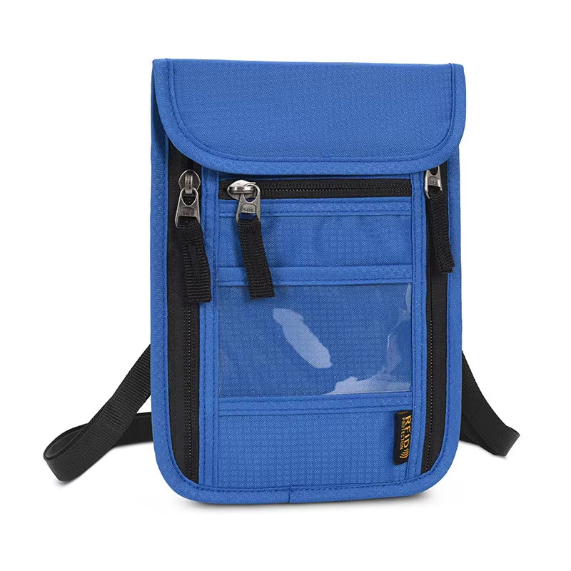 Rfid-Blocking Travel Pouch Neck Wallet Family Passport Holder Organizer Case with Multi-Pockets Passport Document Credit Case