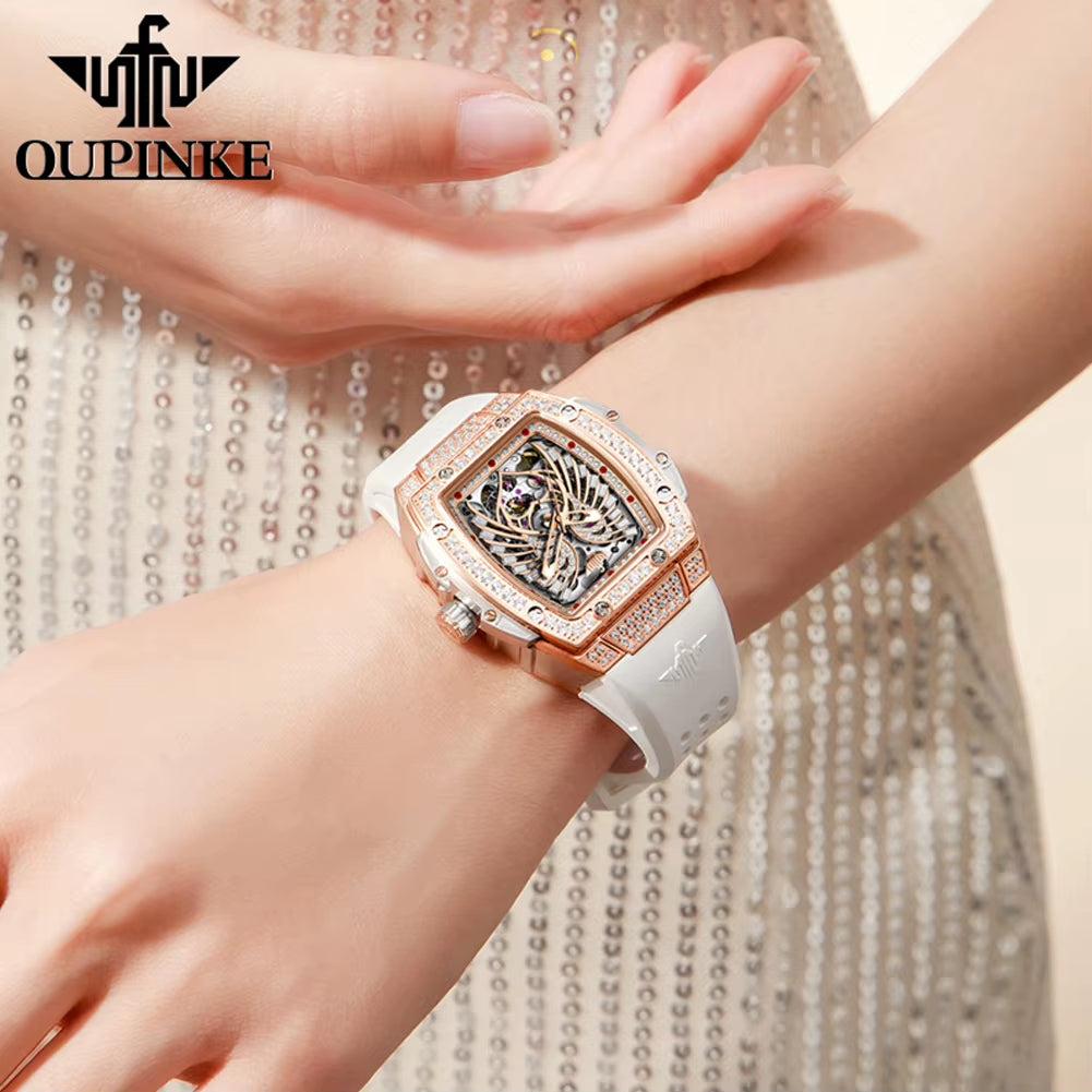 3225 Women'S Watch Luxury Brand All Diamond Automatic Mechanical Watch Classic Silicone Waterproof Elegant Women'S Watch