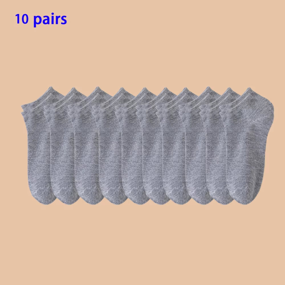 10 Pairs of Men'S/Women'S Boat Socks, Plain Color, anti Odor, Summer Ankle Socks, Casual and Breathable Low Waisted Socks