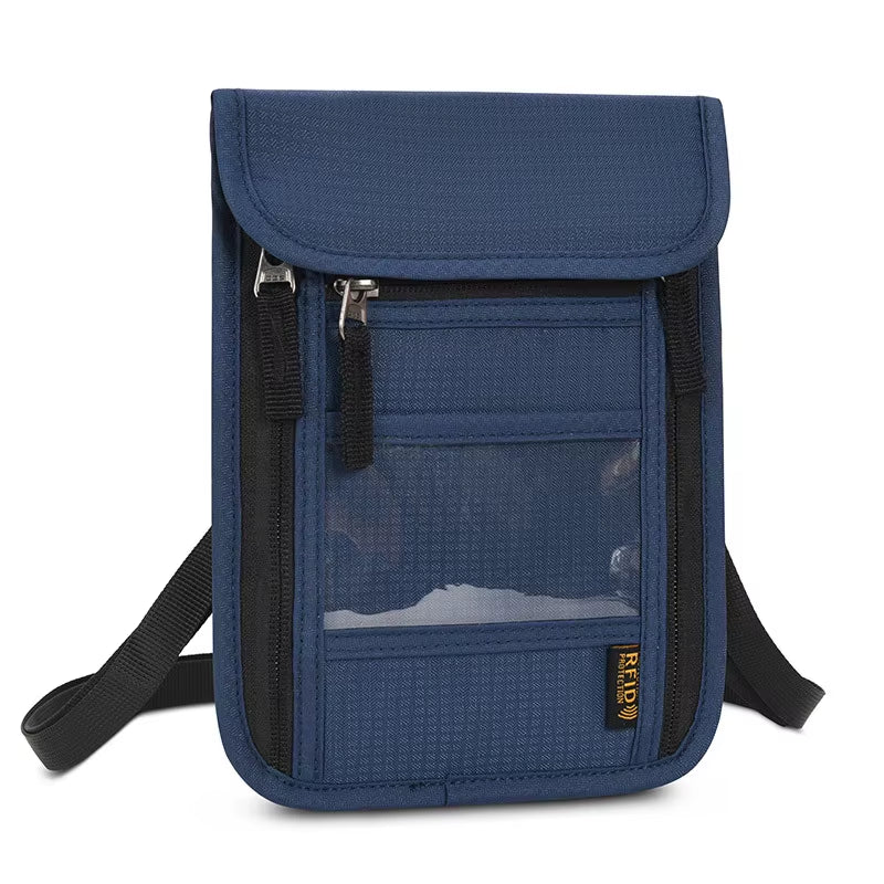 Rfid-Blocking Travel Pouch Neck Wallet Family Passport Holder Organizer Case with Multi-Pockets Passport Document Credit Case