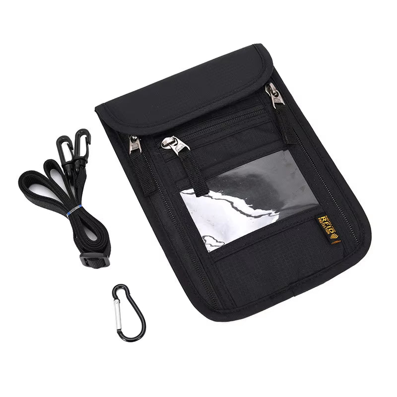 Rfid-Blocking Travel Pouch Neck Wallet Family Passport Holder Organizer Case with Multi-Pockets Passport Document Credit Case