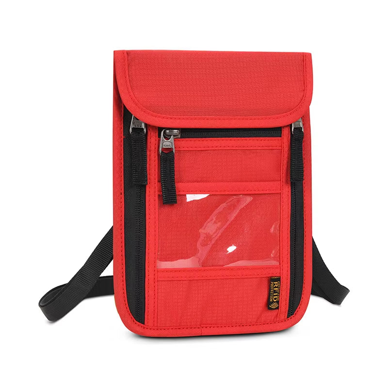 Rfid-Blocking Travel Pouch Neck Wallet Family Passport Holder Organizer Case with Multi-Pockets Passport Document Credit Case