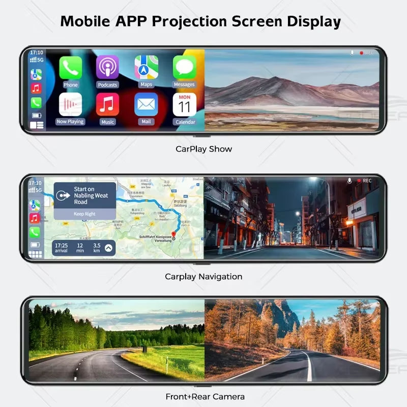K4 11.26 Inch Carplay & Android Auto 4K 2160P Wifi Dash Cam Rearview Mirror Car DVR GPS Navigation Video Recorder Dual Lens