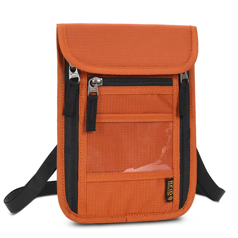 Rfid-Blocking Travel Pouch Neck Wallet Family Passport Holder Organizer Case with Multi-Pockets Passport Document Credit Case