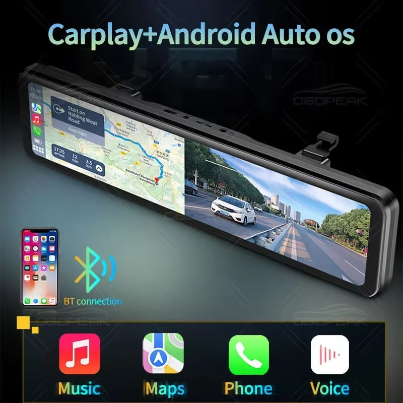 K4 11.26 Inch Carplay & Android Auto 4K 2160P Wifi Dash Cam Rearview Mirror Car DVR GPS Navigation Video Recorder Dual Lens