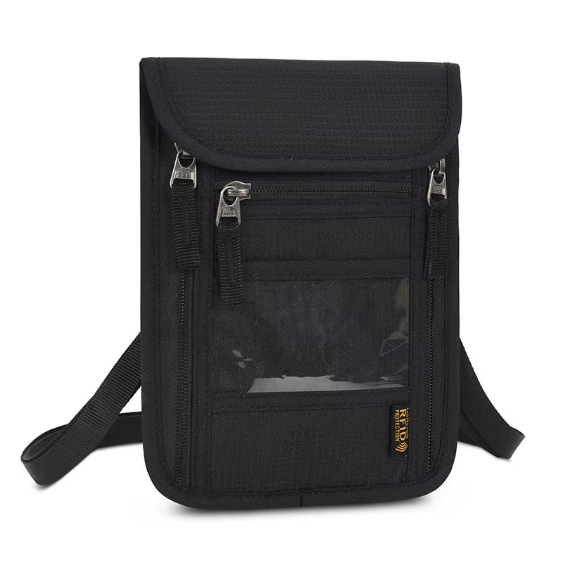 Rfid-Blocking Travel Pouch Neck Wallet Family Passport Holder Organizer Case with Multi-Pockets Passport Document Credit Case