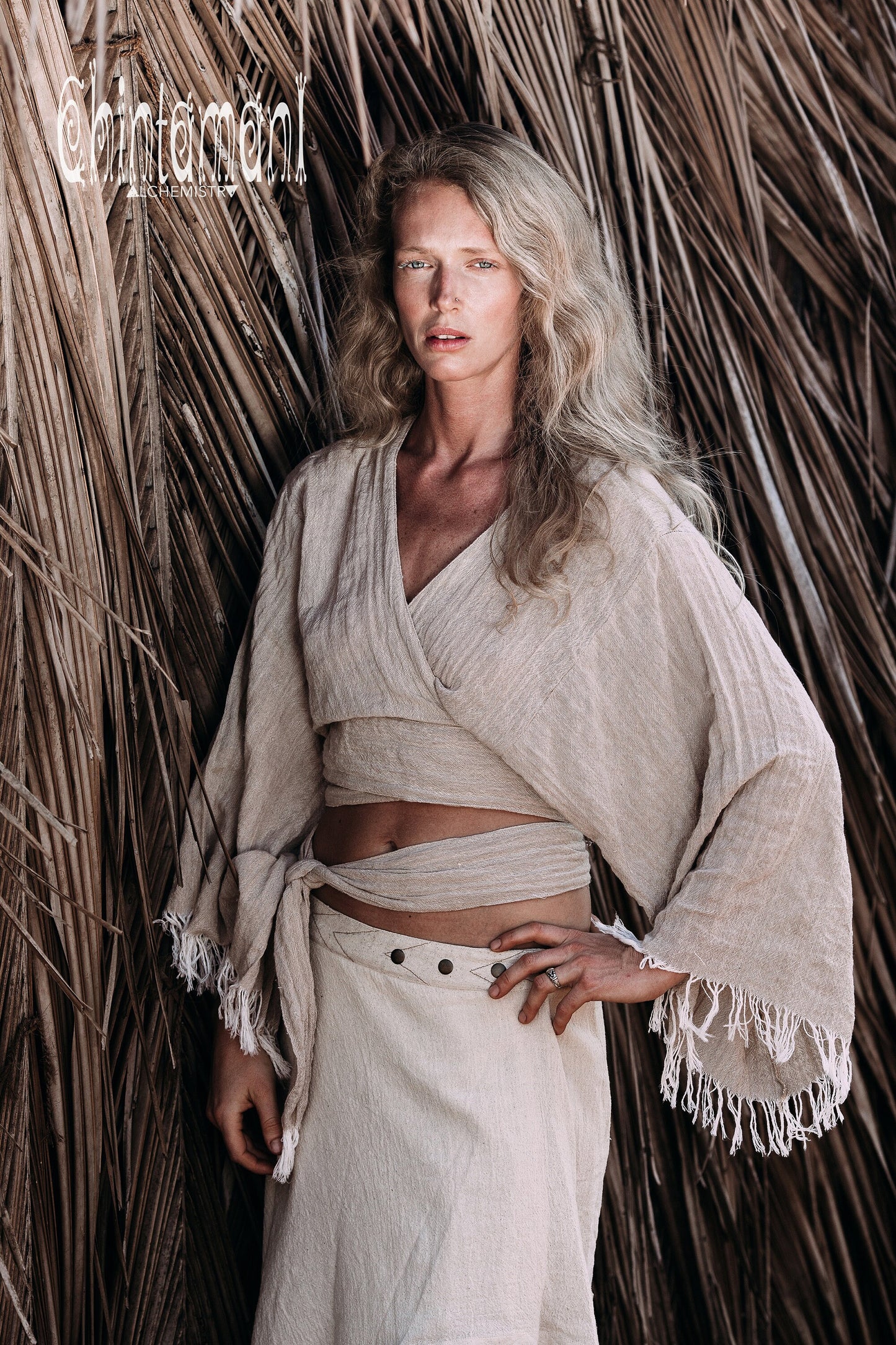 Bohemian Wrap Top ∆ Womens Kimono Top ∆ Tribal Boho Top ∆ Wide Sleeve Crop Top ∆ Goddess Organic Top ∆ Raw Gypsy Top ∆ Hippie Blouse Women