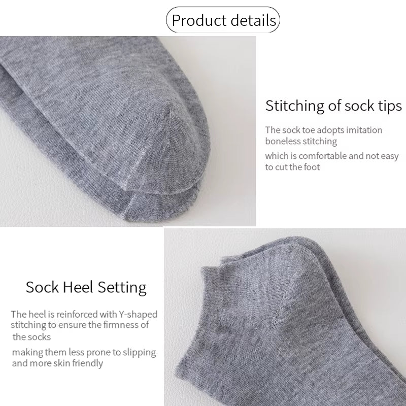 10 Pairs of Men'S/Women'S Boat Socks, Plain Color, anti Odor, Summer Ankle Socks, Casual and Breathable Low Waisted Socks