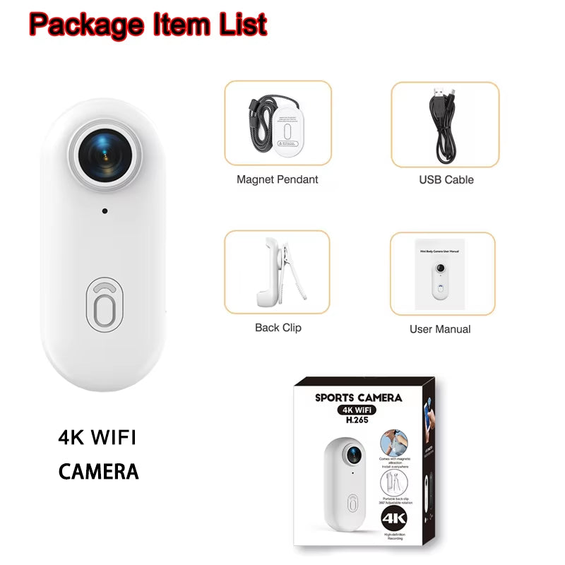 4K Vlogging Body Camera Wifi Wireless Mini Action Recorder Pocket Micro Cam Sports Travel Free Shipping Miniature Tiny HD Lens