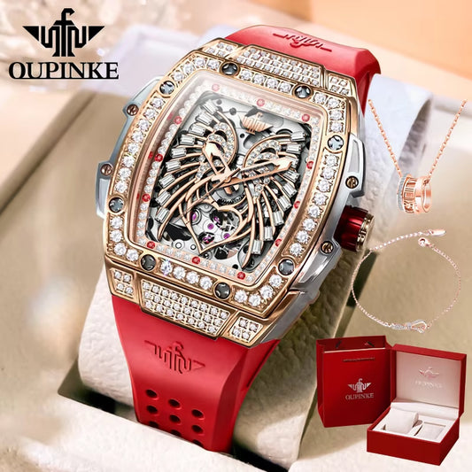 3225 Women'S Watch Luxury Brand All Diamond Automatic Mechanical Watch Classic Silicone Waterproof Elegant Women'S Watch