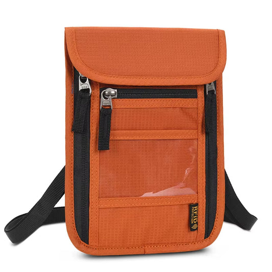 Rfid-Blocking Travel Pouch Neck Wallet Family Passport Holder Organizer Case with Multi-Pockets Passport Document Credit Case